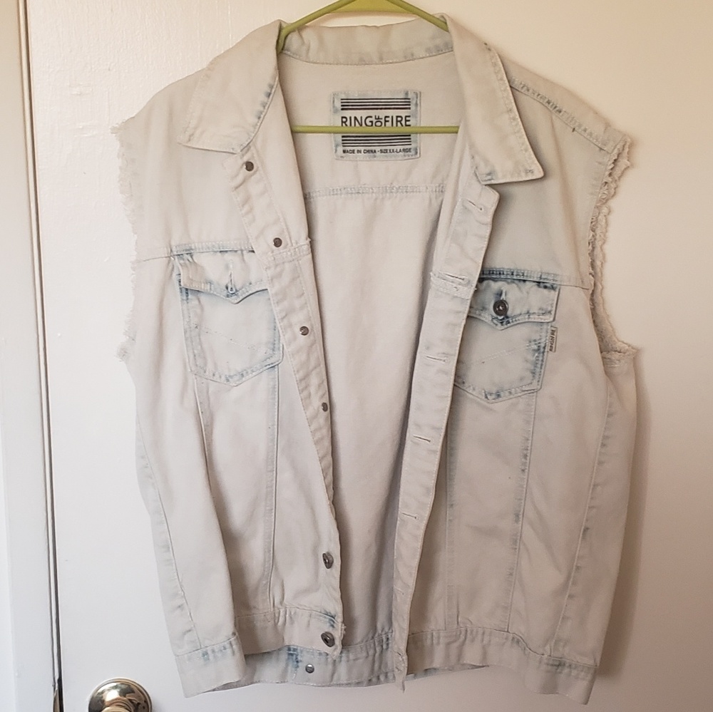 Ring of Fire Distressed Denim Vest